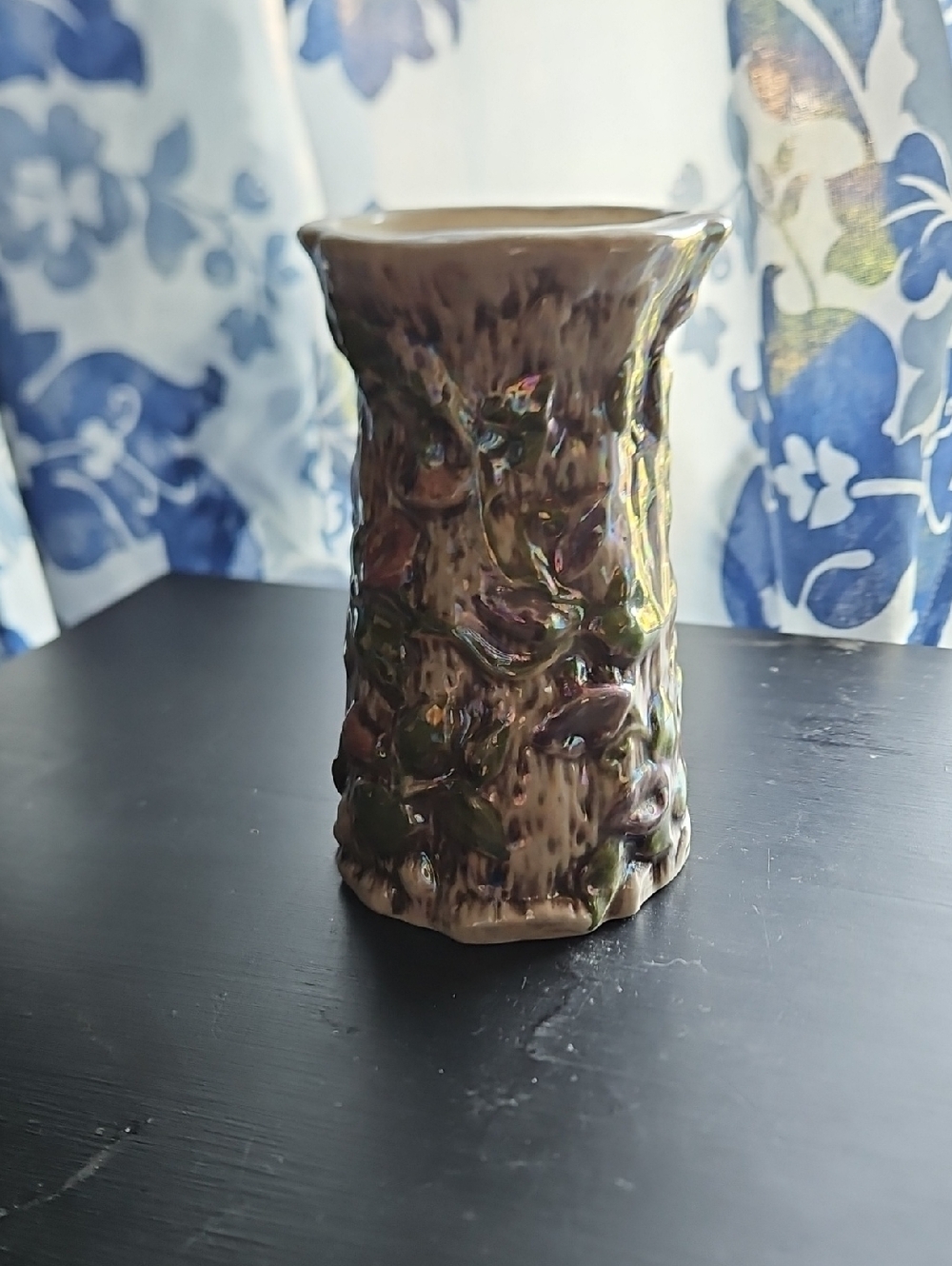 Iridescent Textured Ceramic Bud Vase - Brown and Green